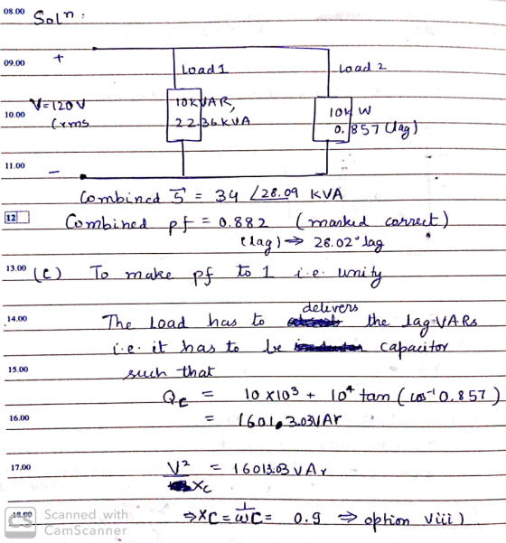 08.00 Soin : 09.00 Load 2 V=7207 10.00 - tims Load 1 FORAR, (2236kVA 10K w to 857 dag) 11.00 - 12 . 13.00 (c) Combined 5 = 34