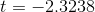 t = -2.3238