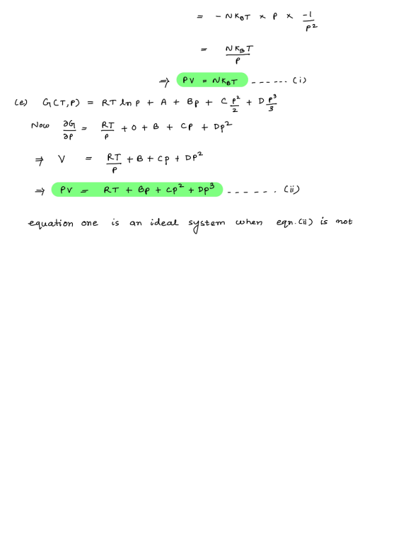 = - NKOT X PX NKBT PV = NK BT - WEST ------ Cis Les GCT,P) = RT Imp + A + Bp + cp + DP Now OG RT +0+ B + cp + Dp2 7 V - RI +6