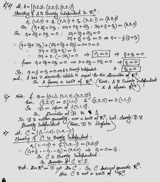 A 10,2,3), (2.3), So A foms bast R3.iin