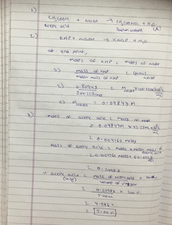 Cl₂cool + NaOH - CH₂ Coona + H₂O. acenc acld Sodlum acetate (4) KHP + naon - Knap + H₂O. at end point, moles of CHP 2 moes of