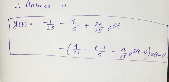 Ansurer is y(t) = 1 / 3 t/m t 5 t 26 25 est -( -- 25 Ilu 5 $ 2542-1)uto ult=1)