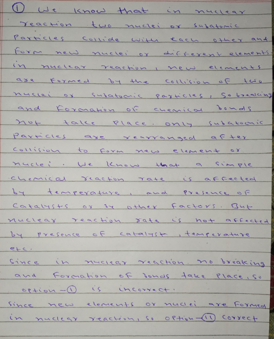0 we know that in nuclear reaction two nuclei or subatomic. Particles Collide with each other and foron new nuclei or differe