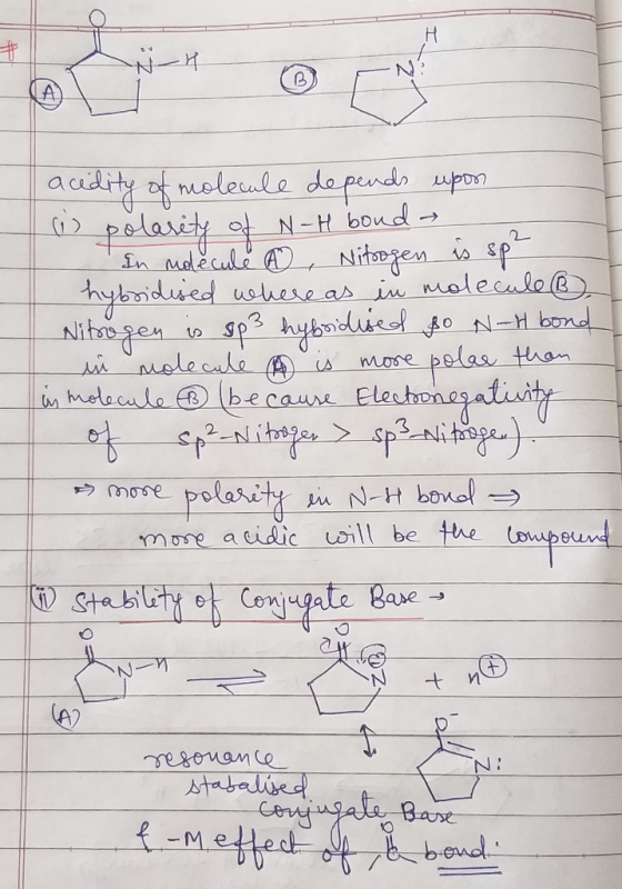 H A audiy of nuoleule dapendr upon lasity of N-H boud in mdecule Nitgen o hybridued ushese as i malecule Nihegen sphyboidie o