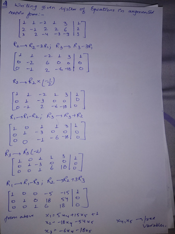 & Writing given system of Equations in augmented mature form: - 1 1 -2 2 -1 2 L 3 2 6 -3 -9 CON 3 R2 R₂ -2 R1; R₂ R3-R, I - 2