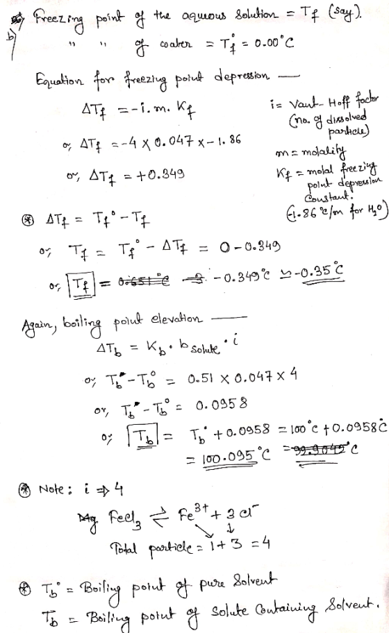 . point dépression Boy Freezing point of the aqueous solution = Tf (say). og coater = Ti = 0.00°C Equation for freezing