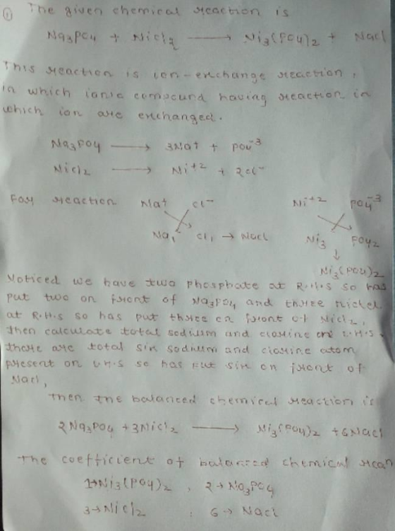 o The awen chemical Maapoy & Nicla reaction is valroul2 + Noel his Seactienis en exchange taceton in which ionic compound hav