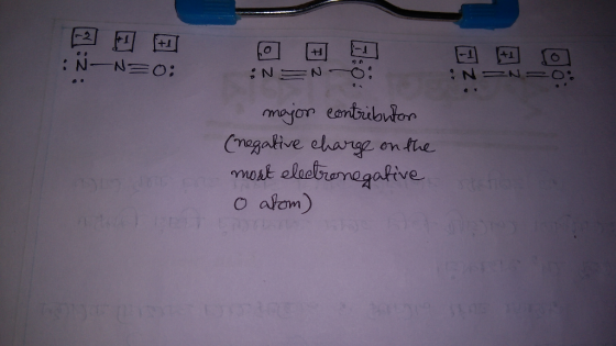 2 7 :N-N50: :N=N=0 :NON-0: major contributor (negative charge on the most electronegative O atom)