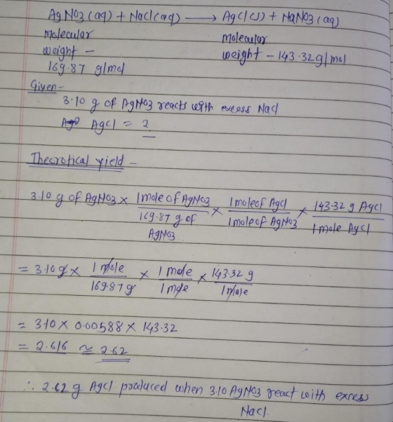 Ag No3 (ag) tNaclcag) AgcleJ) NAN3 (ag) Molecular Moleautux pight-43 32glm aight 163 87 glmd Given 8.10 9of MgN3 reacts uth e