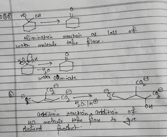el HO OH loss as place. elimination steaction water molecule take ugon J W water elimina Ho.144 addition reaction, addition H