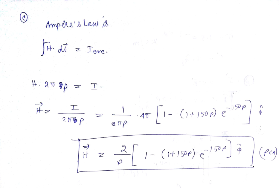 Amperes law is JH di z Iene. H.27 $p z I RTP Az utp = .40 [- (171300) e sop) 7- [-(419) *) } } cons -150 p I 715