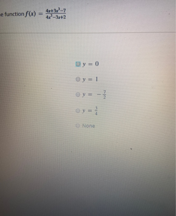 e function f(a) = are not y = 0 | O y = 1 | | N OOO | None