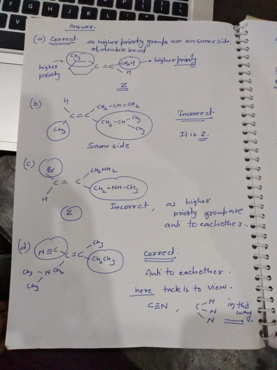 Ans wer- (a) Coprcet tro rt.grout% ae on sam c side. as highe 06 duoble bong CH ise b) си, _cn (et3 t is 2. Same side By Auhi to eachother here tck is to view