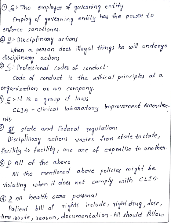 loc: The employer of governing entity I Employ of governing entity has the power to enforce sanctiones. D:- Disciplinary acti