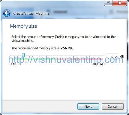 Create Virtual Machine Memory size Select the amount of memory (RAM) in megabytes to be allocated to the virtual machine. The
