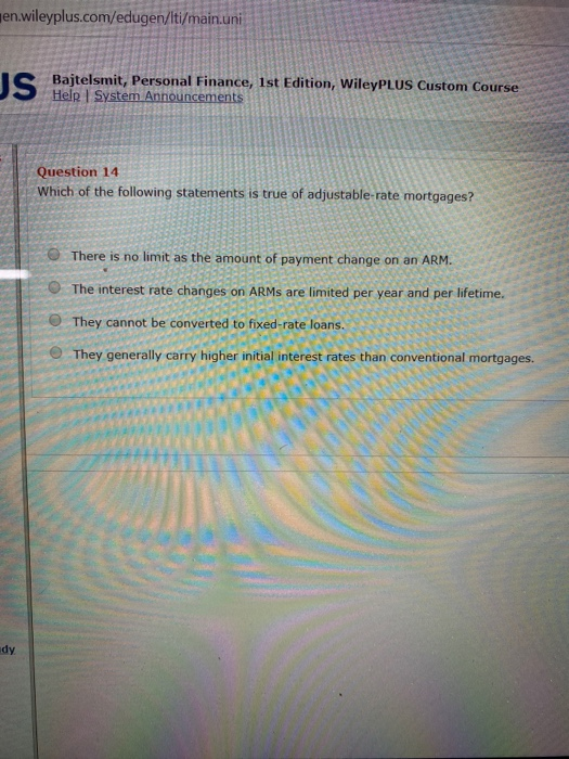 en.wileyplus.com/edugen/lti/main.uni Bajtelsmit, Personal Finance, 1st Edition, WileyPLUS Custom Course Help System Announcem
