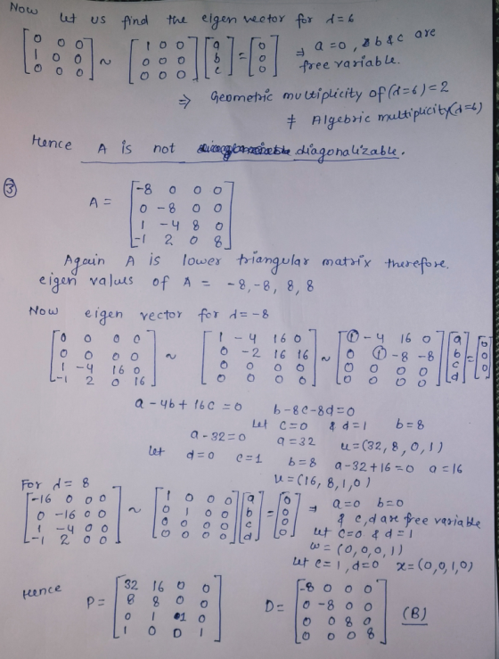 for d=6 let us find the eigen vector rio07 Toon oool Looo oool! looo7 a = 0,26&c are free variable. => Geometric multiplicity