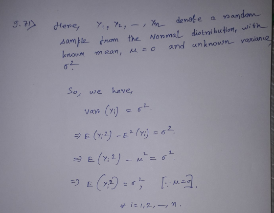 Aample rom the Nommal diptni buton, with known mean,从二0 and unknown-varian e So, we have, ㄥ