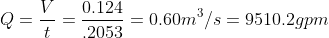 Q=-=-= O 0.124 0.60m3/s 95 10.20pm 0.60m3/s-95 10.2gprn