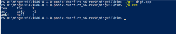 PS D:\mingw-w64\1686-8.1.0-posix-dwarf-rt-v6_rev0\mingw32\bin> ./g++ digi .cpp PS D: \mingw-w64 1686-8.1.0-posix-dwarf-rt_v6-