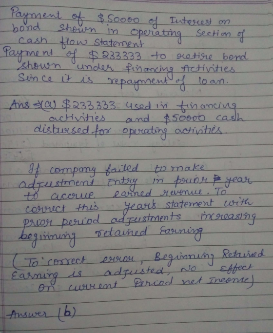 . Shanyn-In-Operating-. Section-4 Cash Staterment fayment232 233 to sretine bend ihes and $50000 cash ing achintiis statement