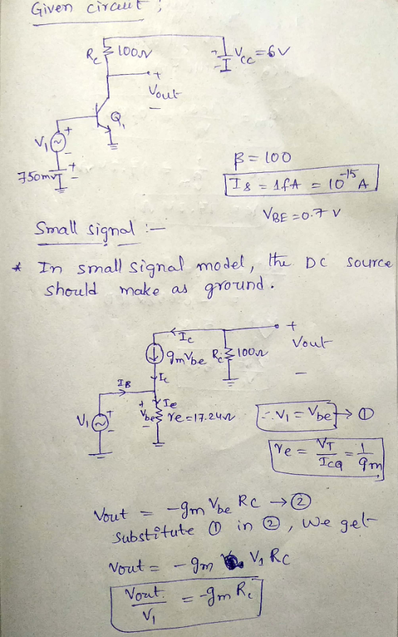 Given civaut. 는 100 (c oul ナ 350 -15 Small simal In small signal model, th D Su should make as round Shoreld make as ground -