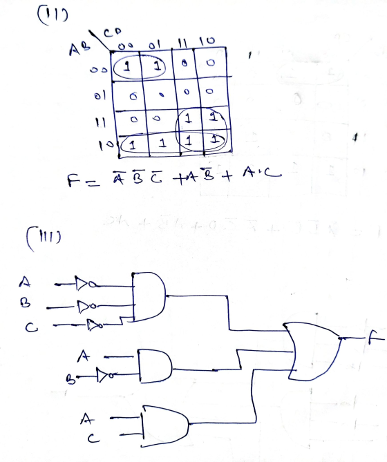 (1 ol 11 10 AB 1 L 0 G 9 II 1 1 1 1 1) F= Ā B [ A B + AIC oh tohto (11) B Dor С. of D A C