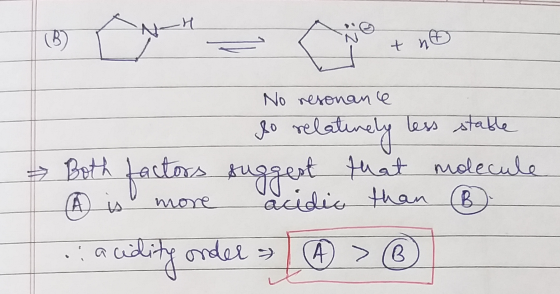 B No rerenam e lass stale Jo relatunely les tal Augget tuat molecule acidie than B Both Lastors tugiet A Prth is more R udity