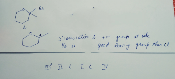 3 carbocation & Br is &M good group leaving at side group than ce MC I I l IV