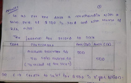 Answer S per Price of 1/30. the data $500 is a merchandiso with a sold and will sales 2/0, The Date to sale Amt (Dr) Amt (CH)