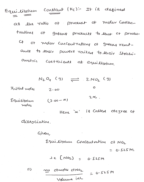 Equilibrium constant (Kc)! It is defined as lue ratio molar Concen of product ct tratiaus ct gaseous Drucucts to luct to tuct