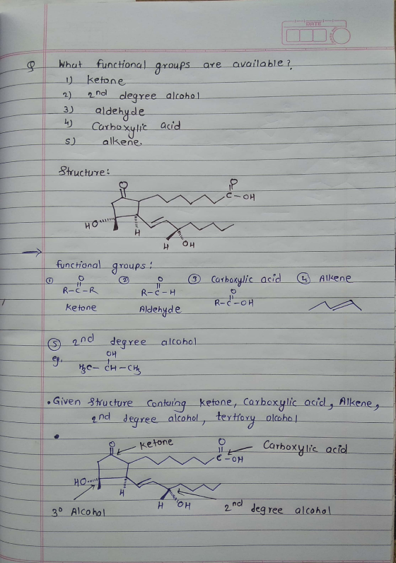 DATE groups are available? 2nd alcohol What functional 1) ketone degree 3) aldehyde 4) Carboxylic s) alkene acid Structure: .