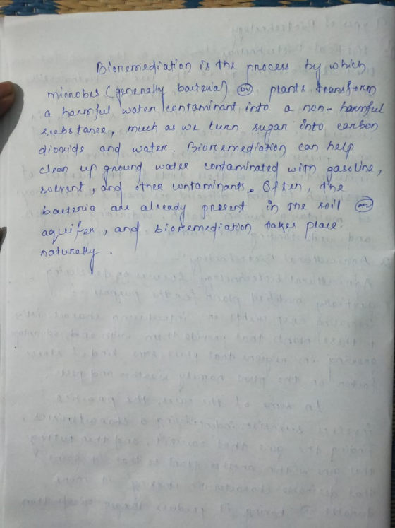 sadalon Bioremediation is the process by which microbes (genenally baut ewaf plante transform a harmful water contaminant int