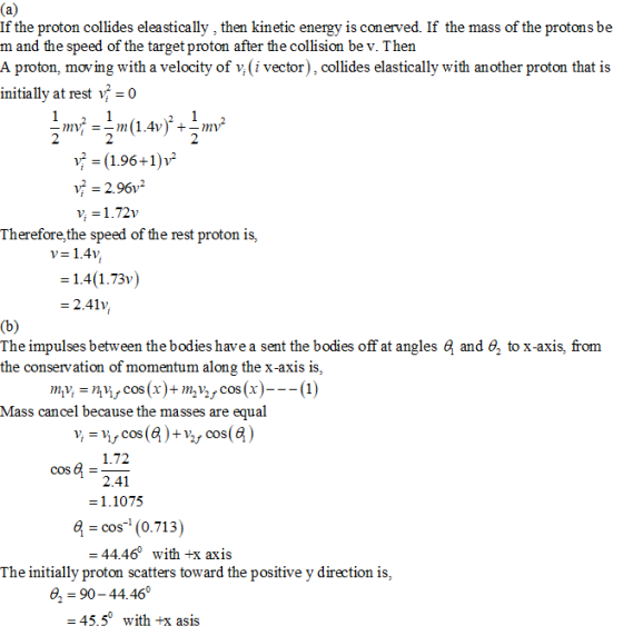 (a) If the proton collides eleastically, then kinetic energy is conerved. If the mass of the protons be m and the speed of th