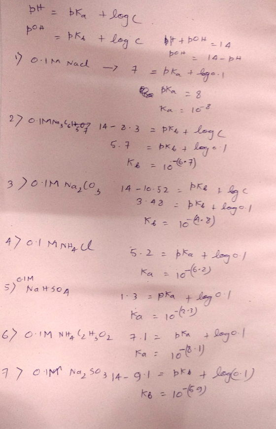 bH - bka & loge. pot - pkt & log c b + oH = 14 7 0.1m Nach bot - 14-DH – 7 – bka & lego. la bka = 8 ka= 152 27 o 1M Nazlcho 1