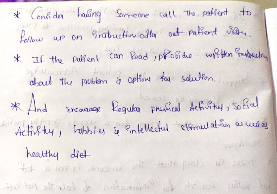 * Consider having someone call. The patient to follow up on instruction after out patient was * If the patient can Read I pro