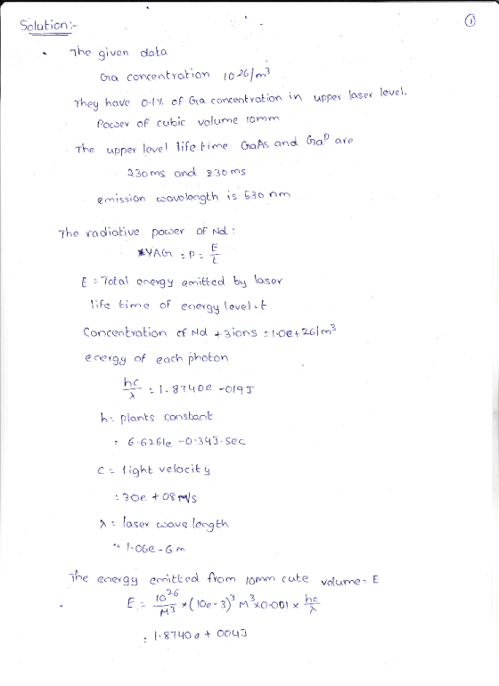 Solution- .The given data Oa concentyation 026m3 They have 0-1yof Gla concentration in uppev lase level. Pocsev of cubic vol