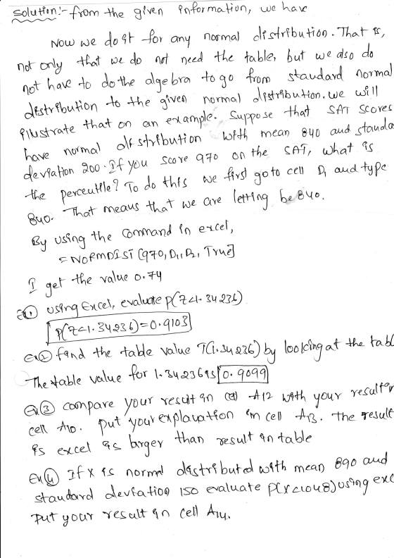 SAT Scores Pilestrate that on an have normal olfstribution we go to the perceuttle? To do this solution from the given inform