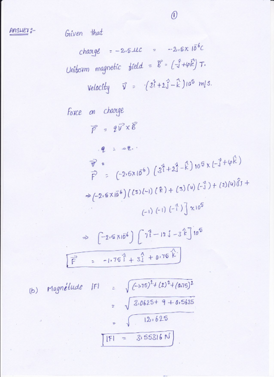 Given that Unigorm elocity os orce on chaoe 10 7123 10 -1,751. 31 + 0,15 b) Magnélude IFI 3 0625+ 9015625 12 625