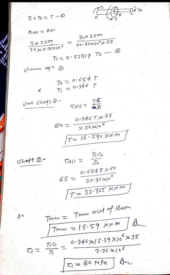 Ti + T2 = 1-0 S O . 03 T2 OM3 = OBC Tix 2300 T2 x 3500 75% 2.368206 - 20.3600108 x 25 11 Shop Ti= 0.52917 T2 – 3 forom sqm B