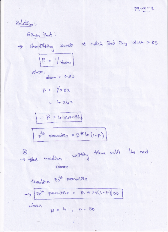 Pq •No - 4 Solution : Given that is → Shoplifting sensat at contain Best Buy alaem 0.83 wheee, aloon = 0.23 B: Yo.az 2 347 .: