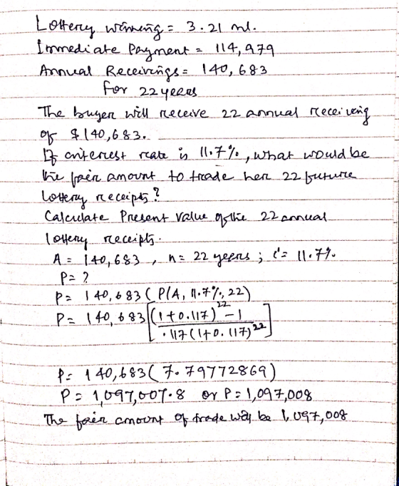 Loteney wimng 2.21 m. inmediate Pament14,49. Annuat Recearngs 140, 683 224ees The bugen w eceve 22 annual rece en 140,683.. c