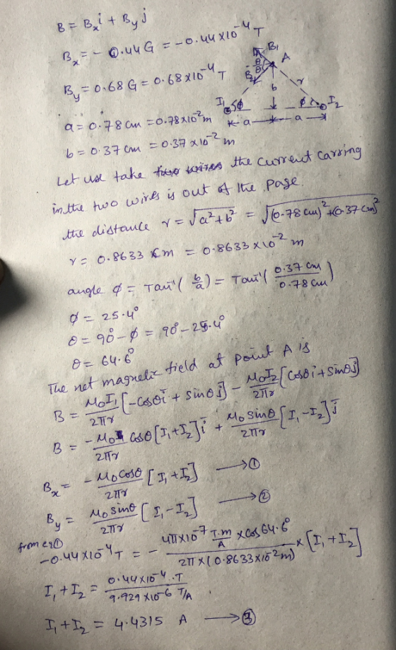B = Bi + ѕу і B=-0.44G = -0.44x10T 18X10 TS - B=0.68 G=0.68x10T de 800 ISO a= 0.78 cm =0.78416m Ka-ka- b=0:37 cm = 0.37 x16