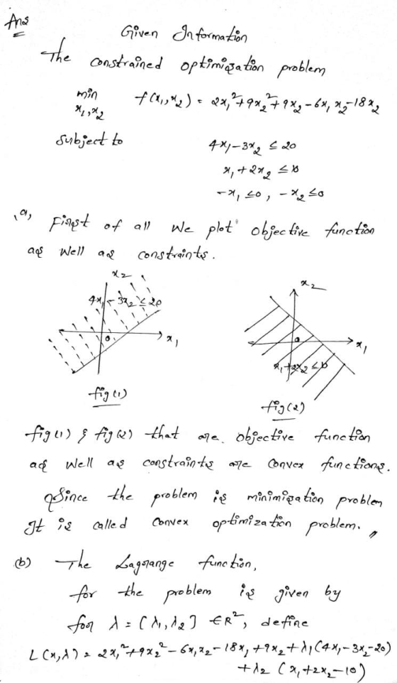. Given en formation constrained optimization problem min (1,42) = 2x, ² + 9x2 + 2x2 - 6x, 12-1842 subject to 4x2-3%, 520 4,
