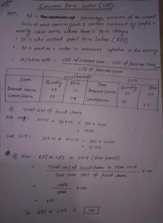 Solution Consumer Price Index (CPI Defh, It is Hizmetatute percentage measure of the overall Costs of most common goods & ser
