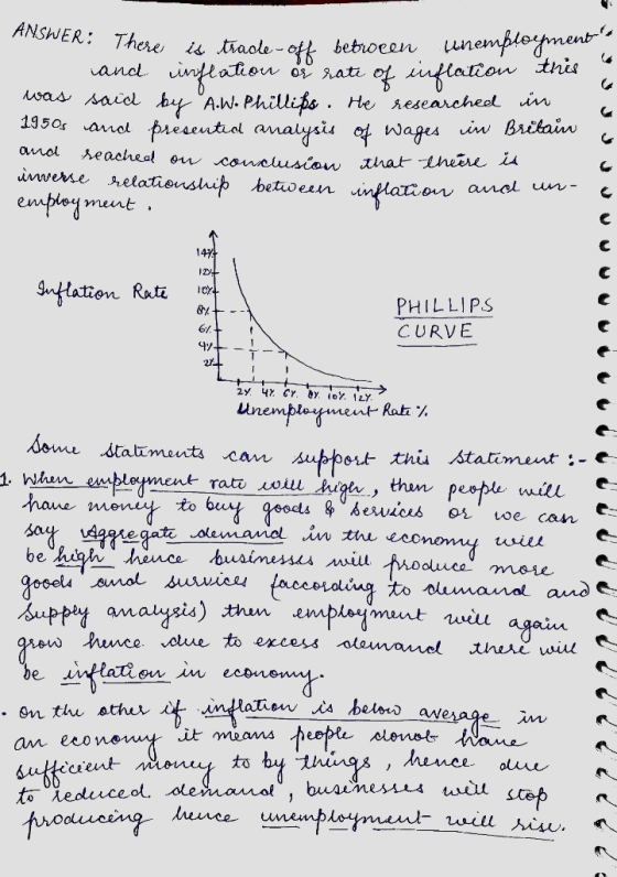 i k. There is trade-off between unemployment and inflation or rate of inflation this was said by A.W. Phillips. He researched