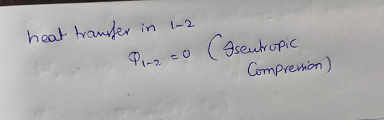 heat transfer in 1-2 91-2 (asentropic Compression)