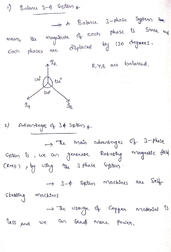 Balance 1-0 Systes & 3-phase Systenn Balance Same and * magntude of each phases phase is means, by 120 deguees. displaced Eac