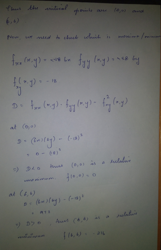 Thus the vitical opoints ame 100) and 6,6) Now, we need to check which is monima / minim forex (x,y) - - TV8 bu fyy (ny) = 1