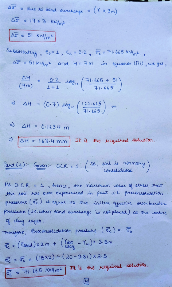 AT - due to sand surcharge (4 x 3m) ar = 1783 kN/m² AF - 51 kN/m 2 Substituting, C++, C = 0.2, T. = 71.665 kW/m2 51 kN/m² and